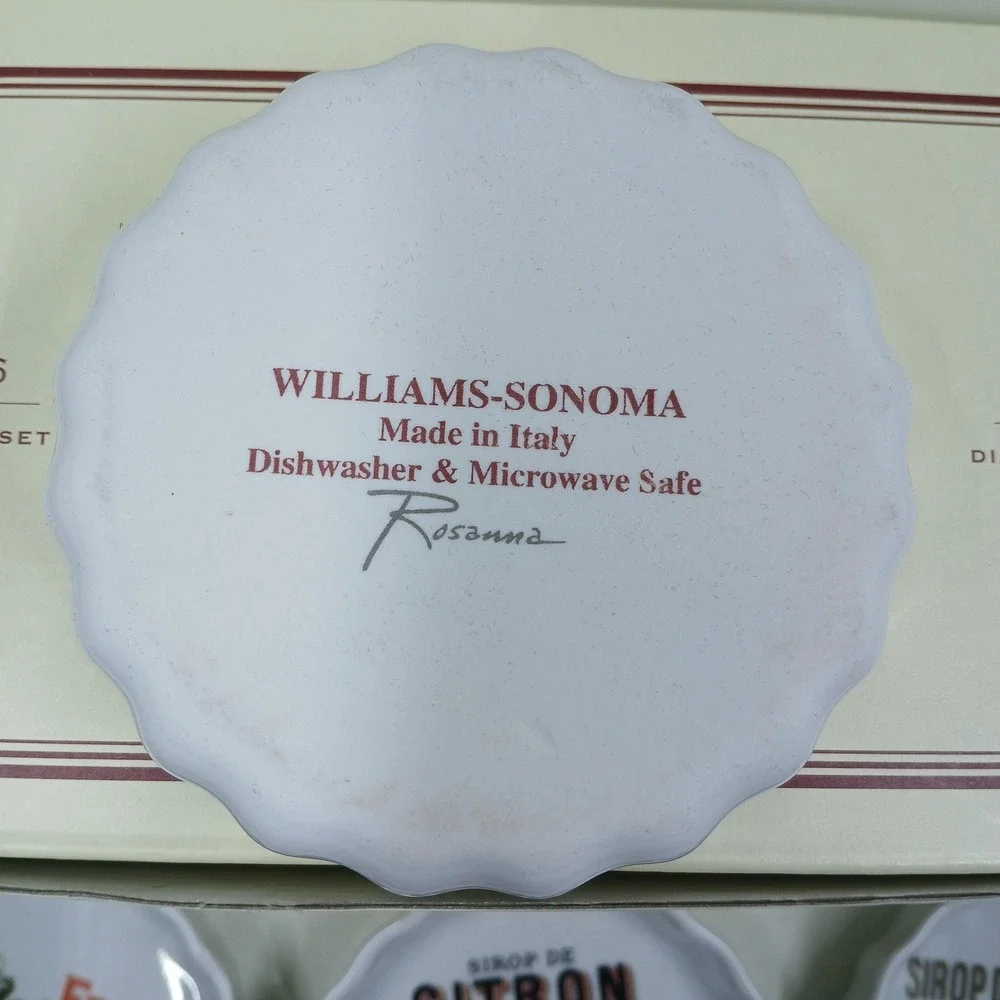 Williams-Sonoma Harvest‎ Market Ramekins Set Of 6 White Fruit 4 In Italy Ceramic